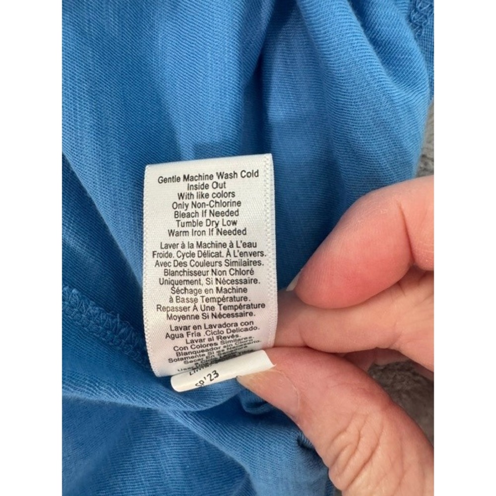 Nation Ltd Celine Puff Sleeve Pima Cotton Top Royal Blue Women's Large EUC - Picture 5 of 8